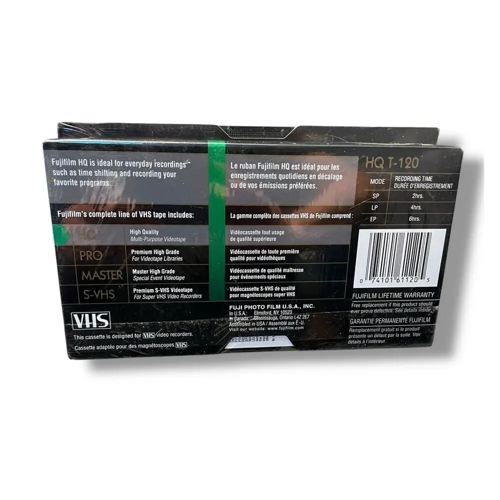 FujiFilm HQ120 Blank VHS Video Tapes 6 Hours Fuji Lot x2 NEW Sealed Retro Media
